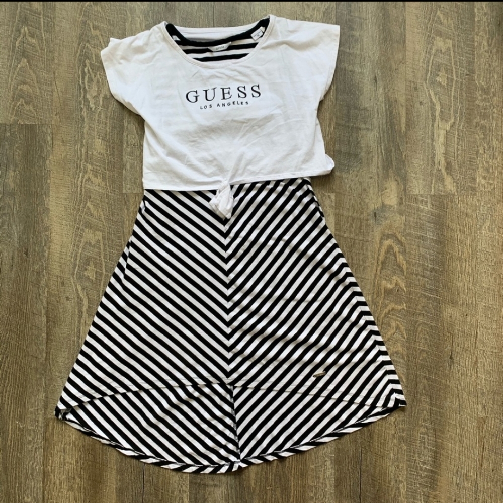 Guess teen 14  White & Black Logo Dress